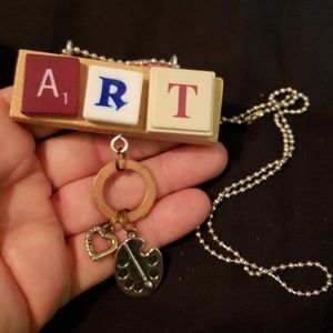 Upcycled "ART" pendant with chain